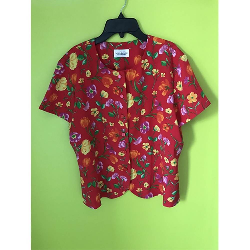 Villager Liz Clairborne Floral Multi Color Top XL